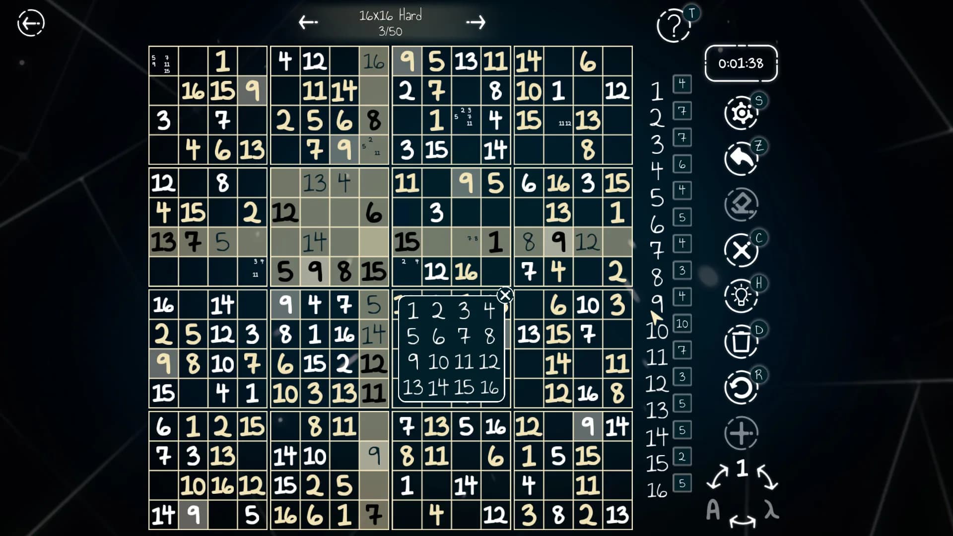 Sudoku 9x16x25 görsel 12