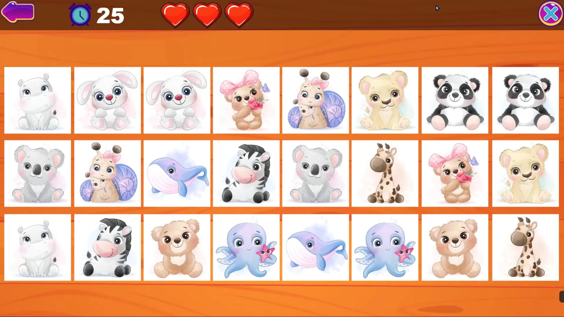 Cute Animals Memory Card Game görsel 6
