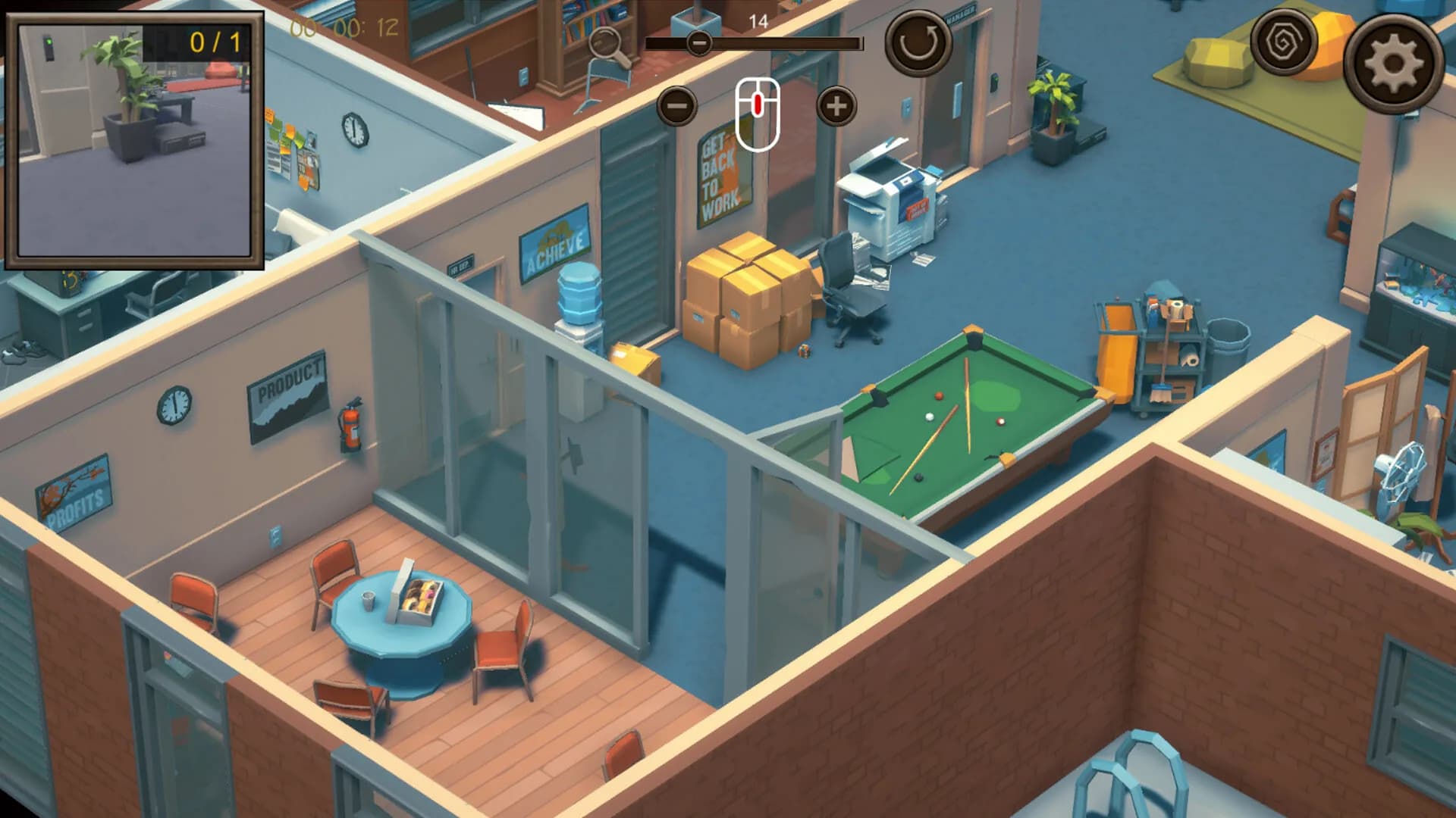 Hidden Office Top-Down 3D görsel 3
