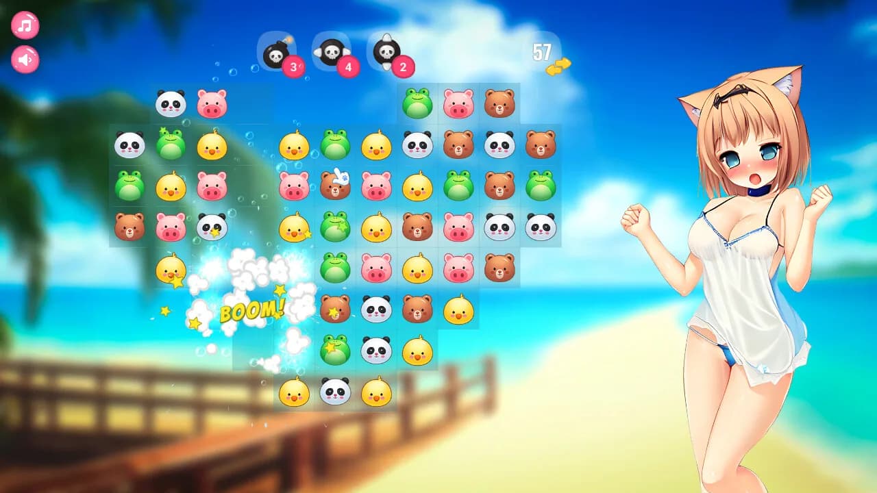 Neko Hentai Girl: Beach Match-3 görsel 2