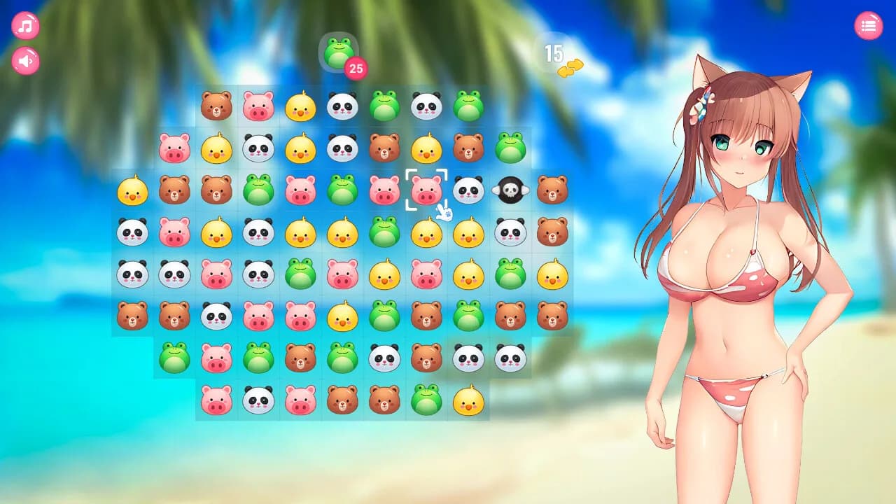 Neko Hentai Girl: Beach Match-3 görsel 4