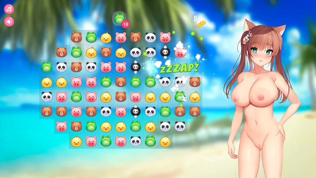 Neko Hentai Girl: Beach Match-3 görsel 6
