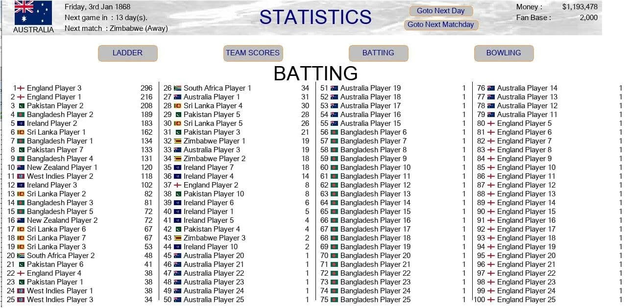 Test Cricket Manager görsel 9