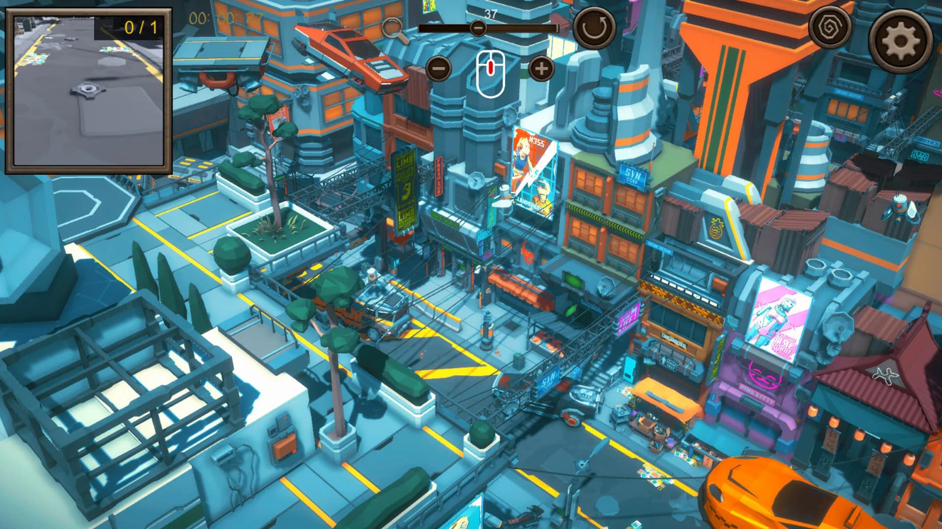 Hidden SciFi City Top-Down 3D görsel 3