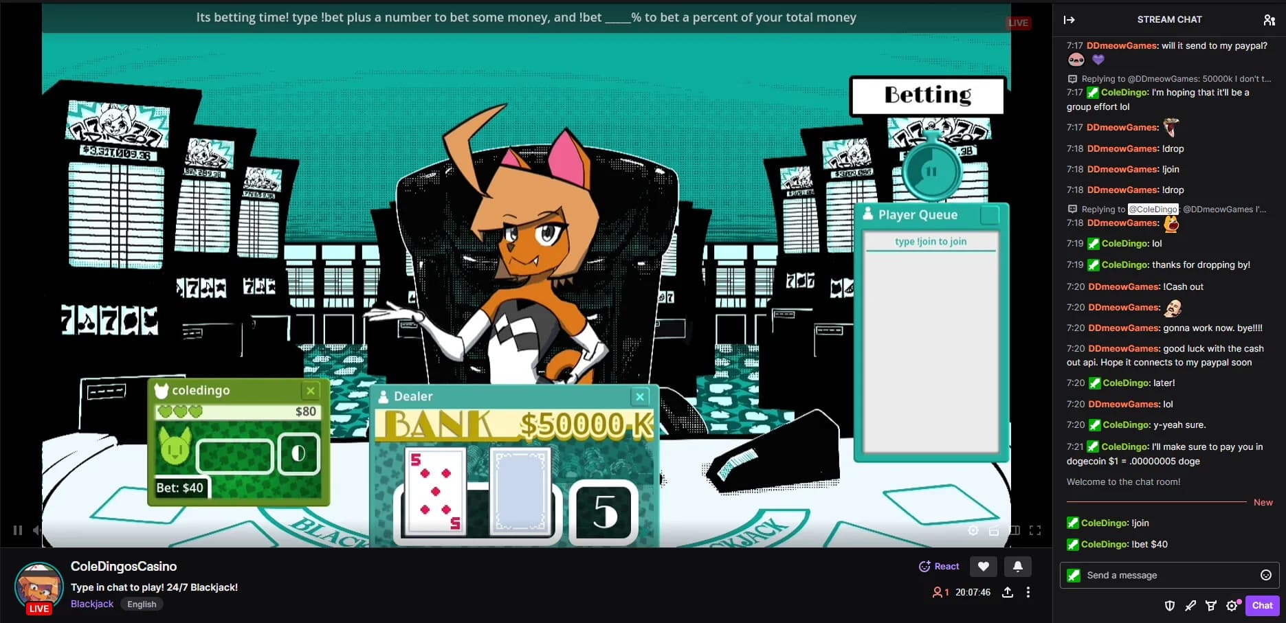 Cole Dingo's Vtuber Blackjack görsel 7