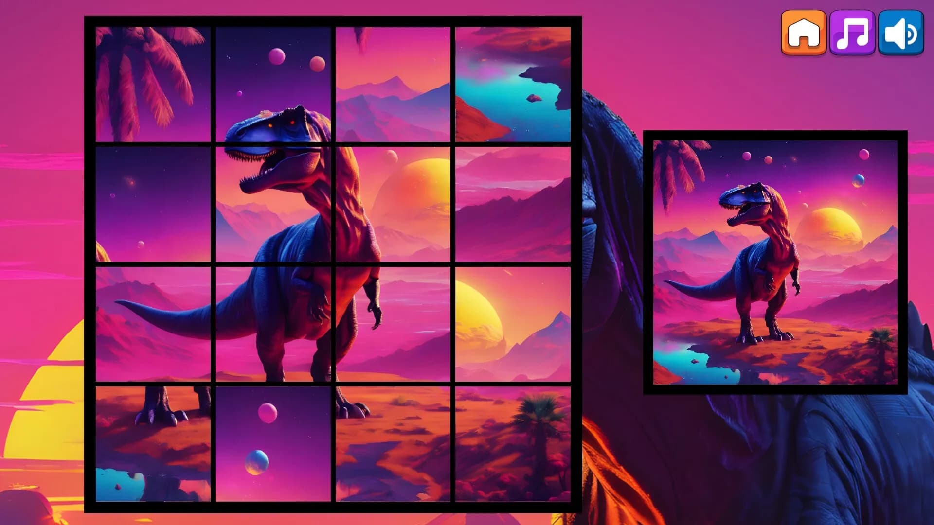 OG Puzzlers: Synthwave Dinosaurs görsel 3