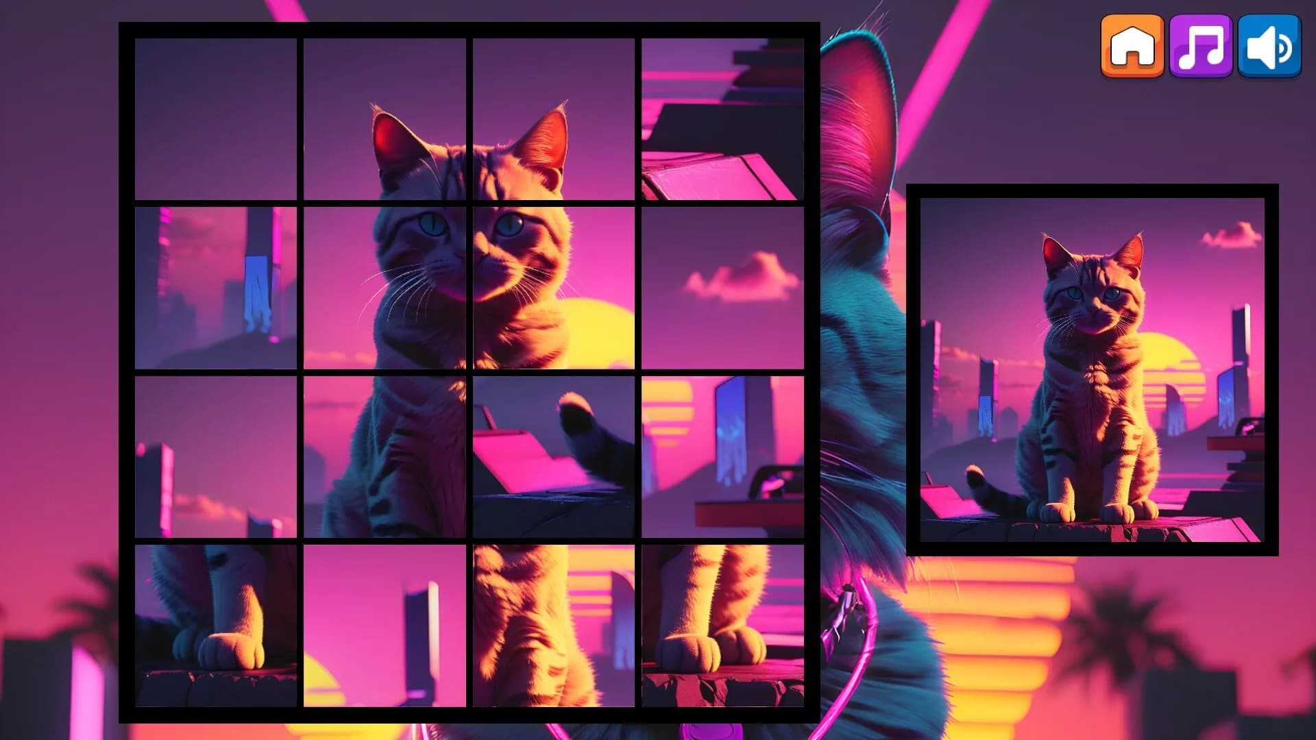 OG Puzzlers: Synthwave Cats görsel 2