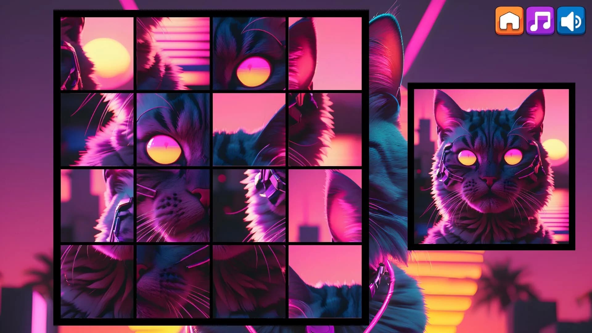 OG Puzzlers: Synthwave Cats görsel 3