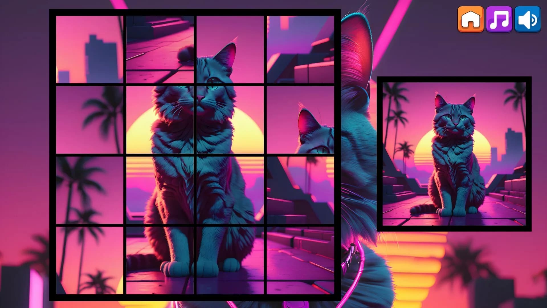 OG Puzzlers: Synthwave Cats görsel 4