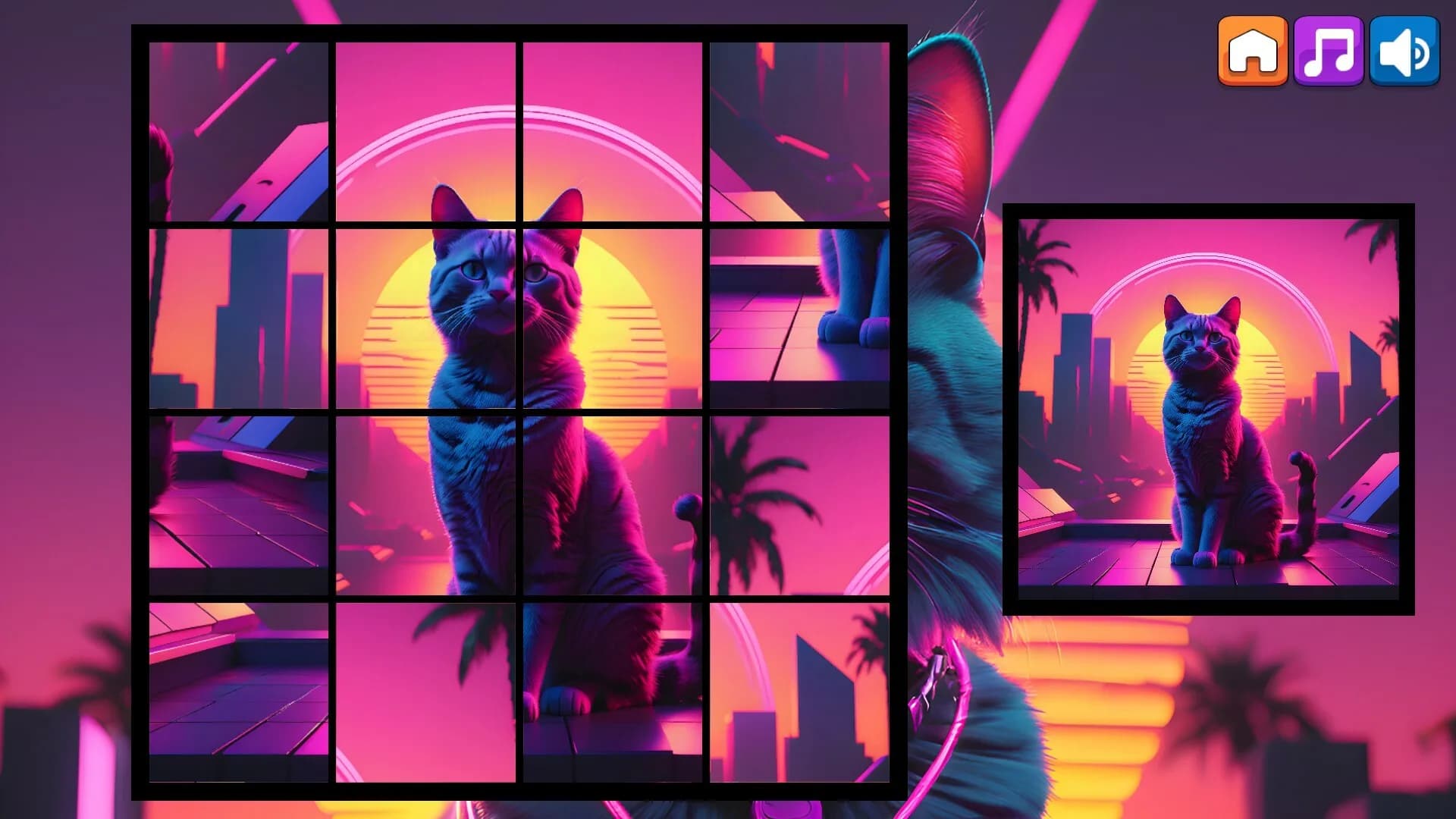 OG Puzzlers: Synthwave Cats görsel 5