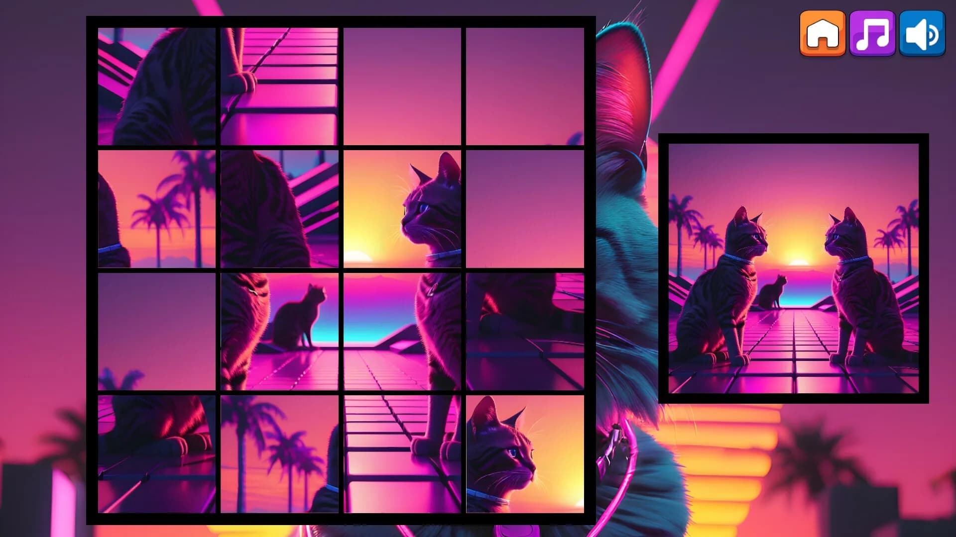 OG Puzzlers: Synthwave Cats görsel 7