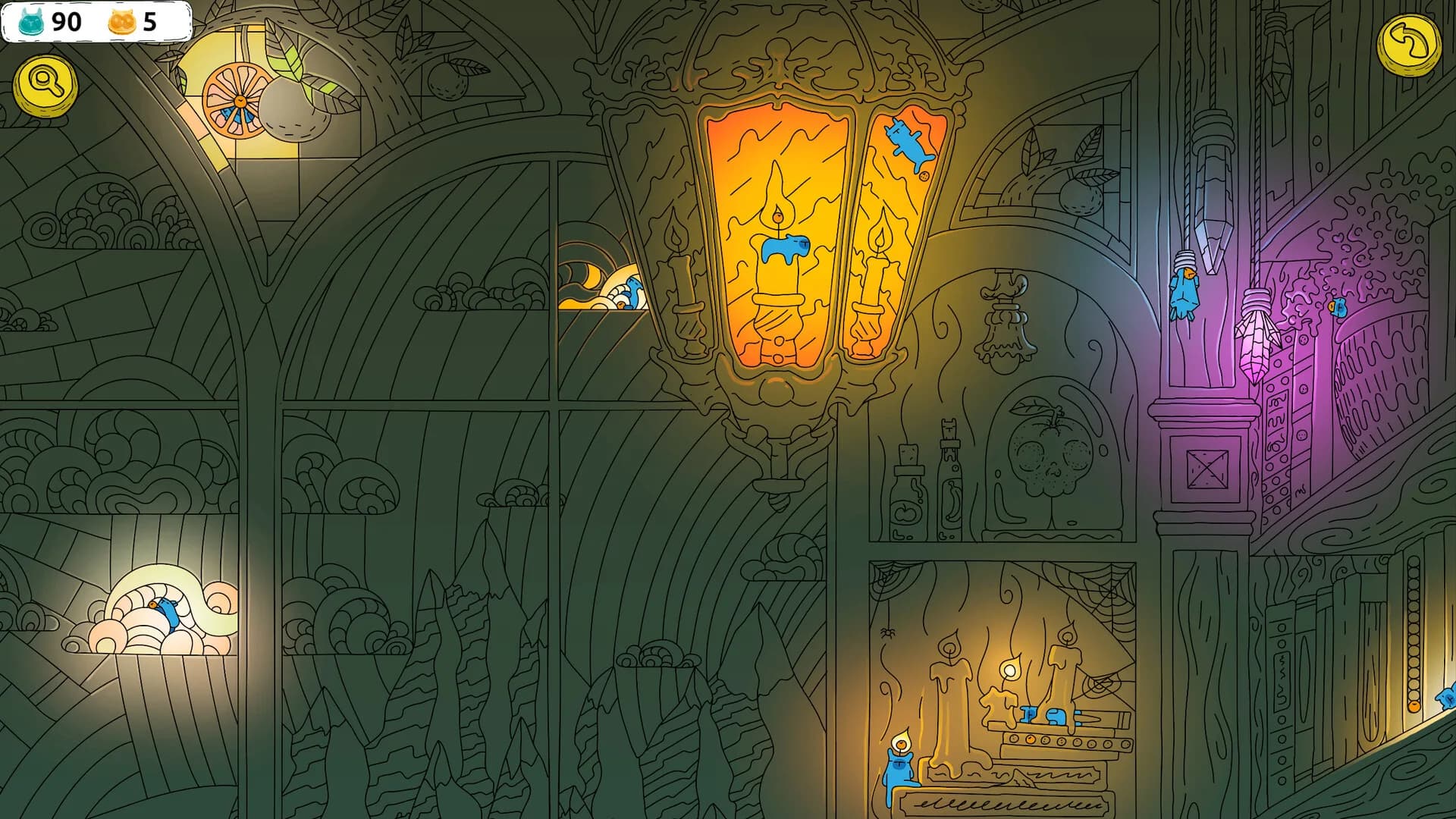 Hidden Capybaras with Orange in the Whimsical Library görsel 2