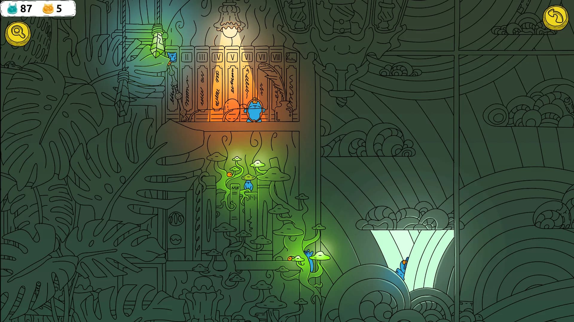 Hidden Capybaras with Orange in the Whimsical Library görsel 6