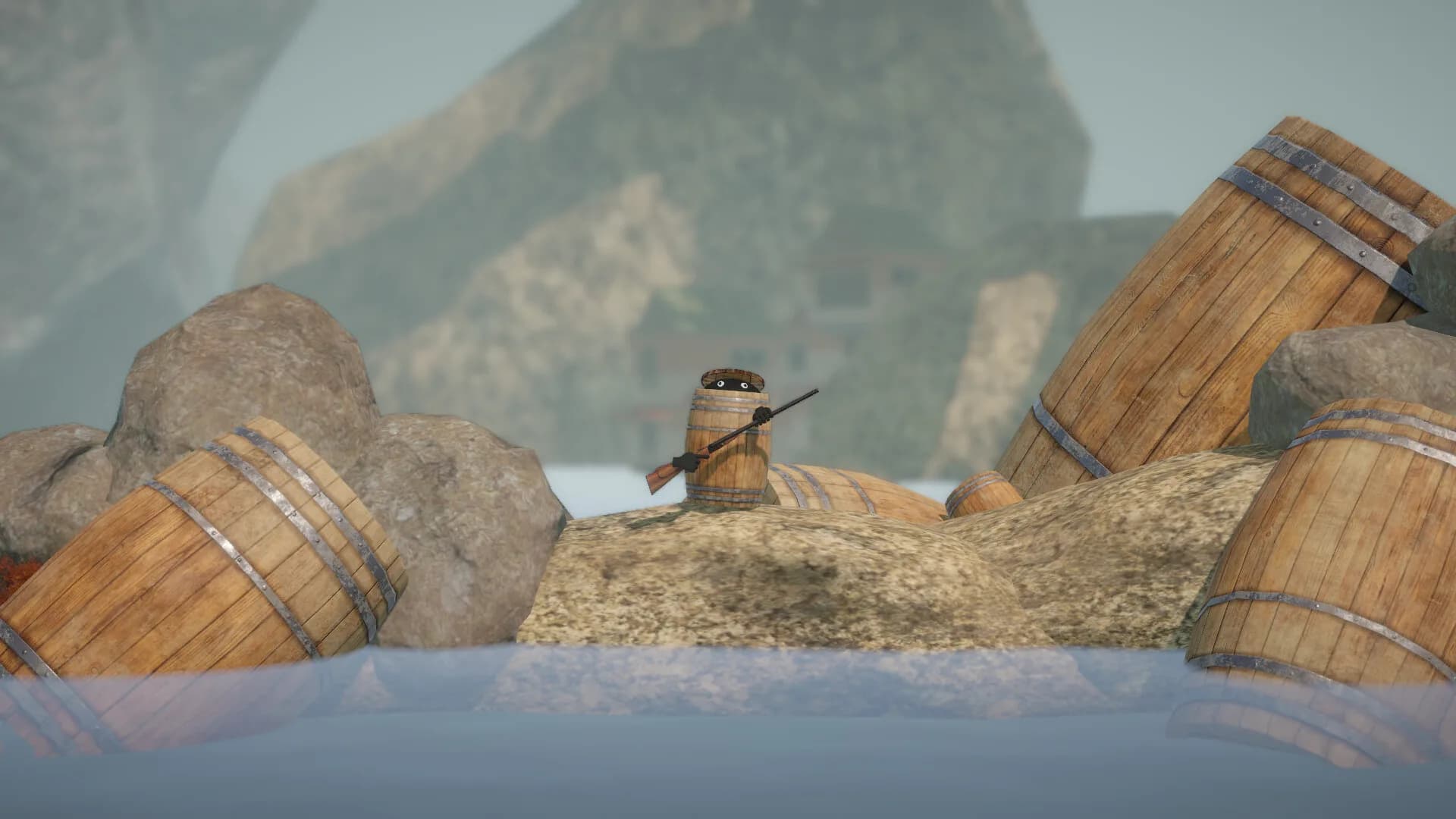 Climbing In Barrel With Double-Barrel görsel 2