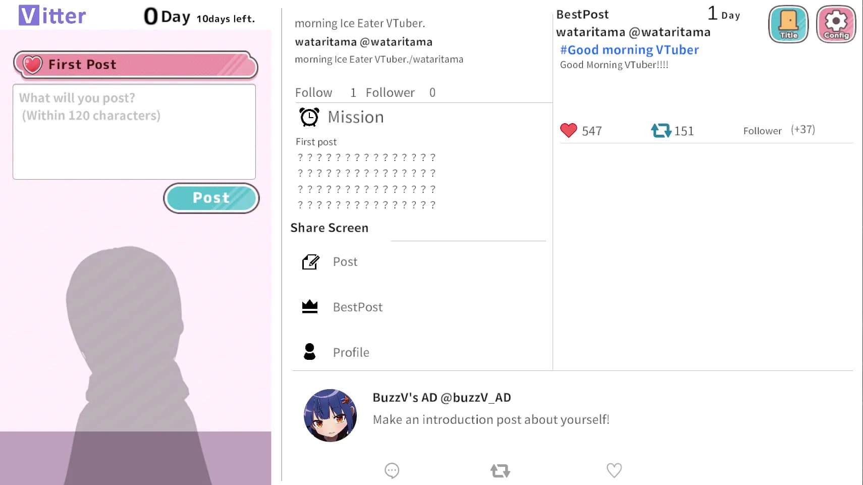 バズってVTuber ゲームでいいから万バズしたい！(BUZZtte VTuber-I want to go viral, even if it's just in a game!) görsel 4