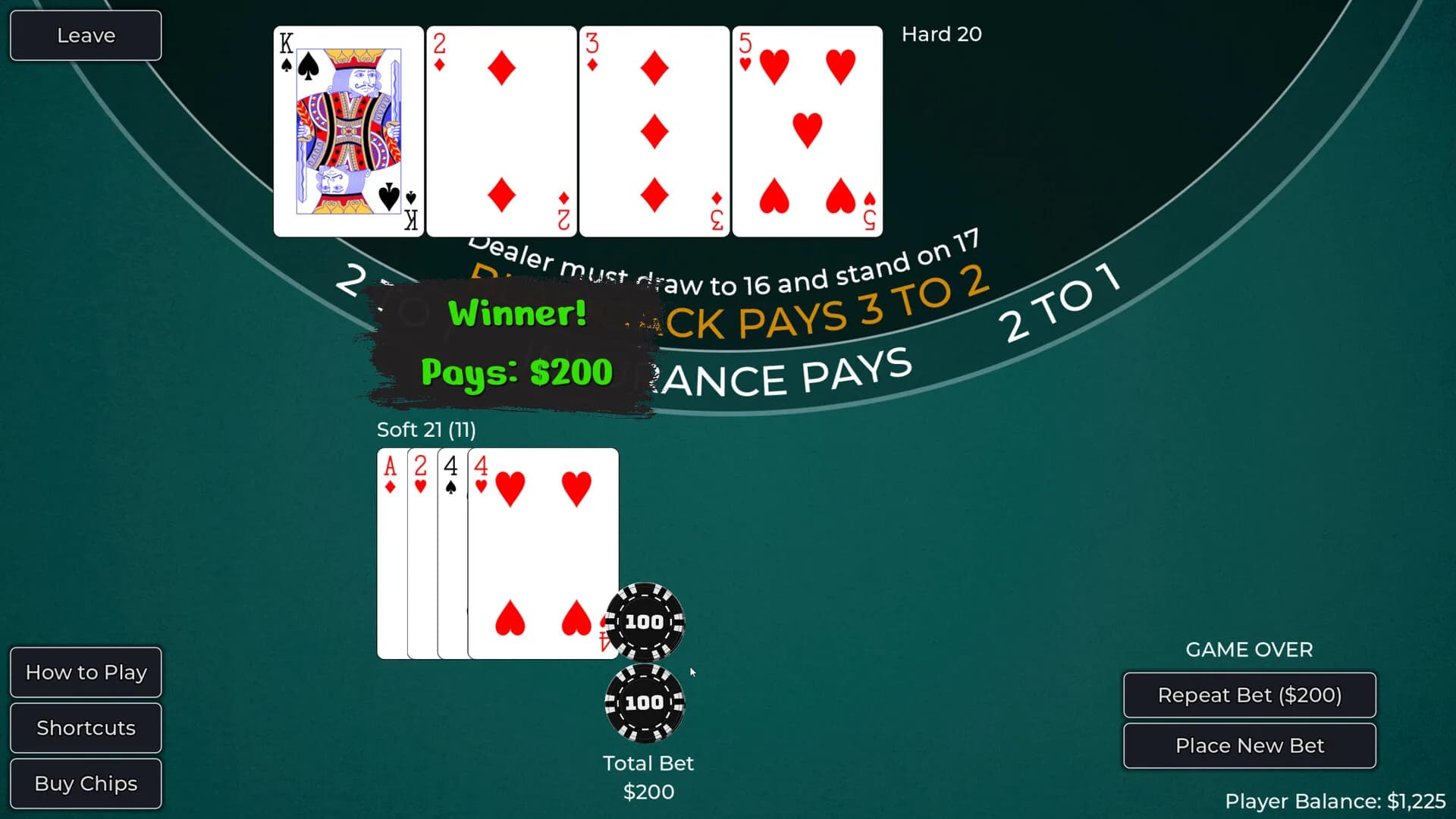 Player vs. Dealer Blackjack görsel 2