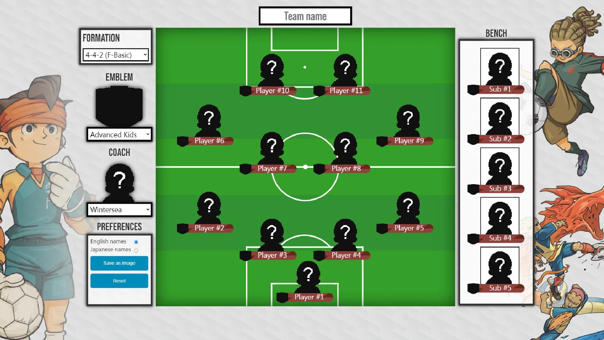 Inazuma Eleven Team Builder görsel 2