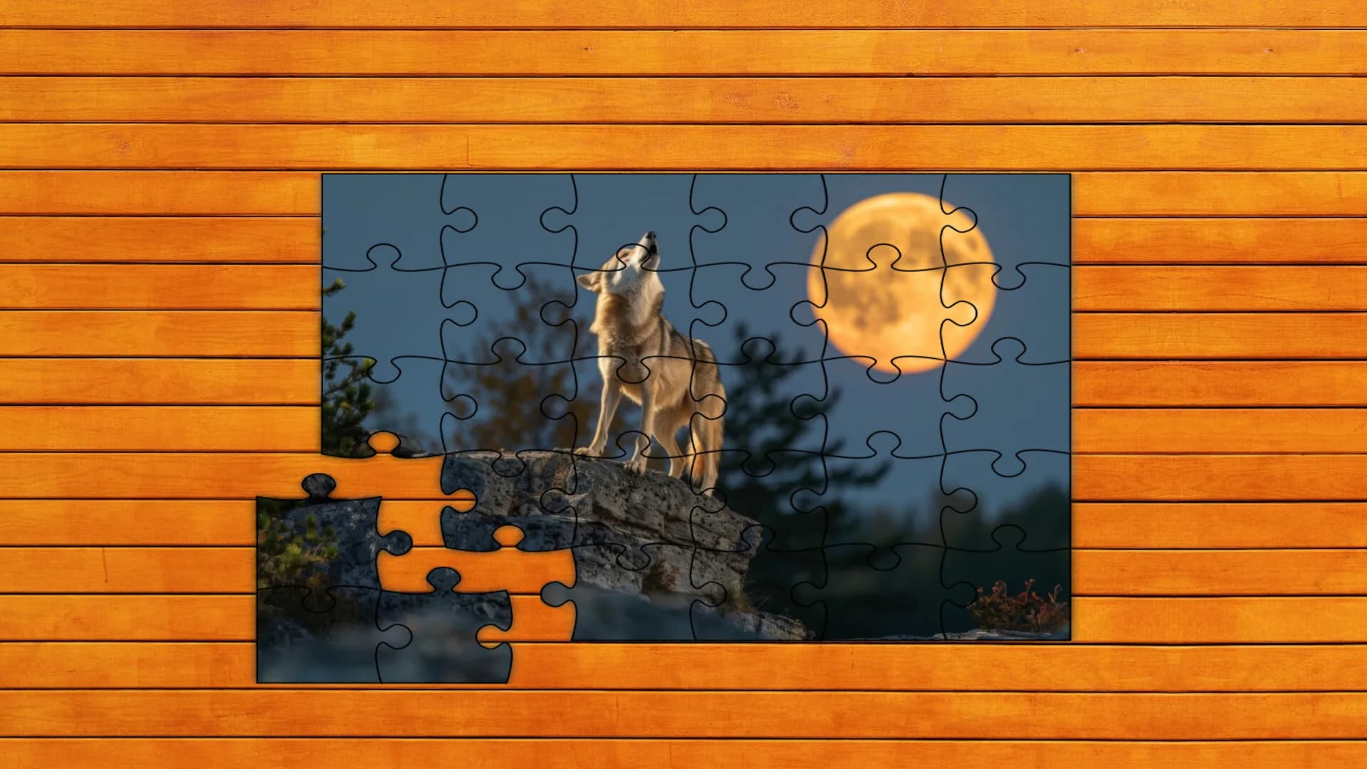 Bear vs. Wolf Jigsaw Puzzle görsel 2