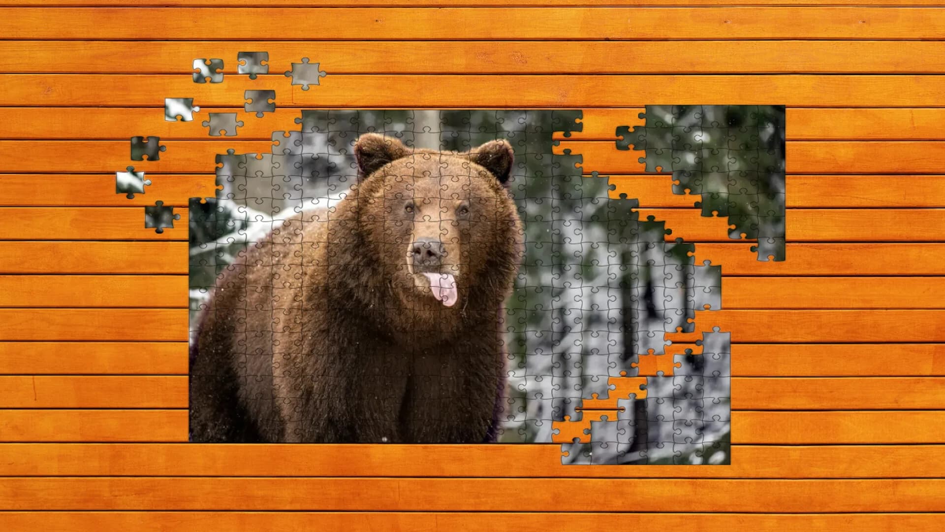 Bear vs. Wolf Jigsaw Puzzle görsel 3