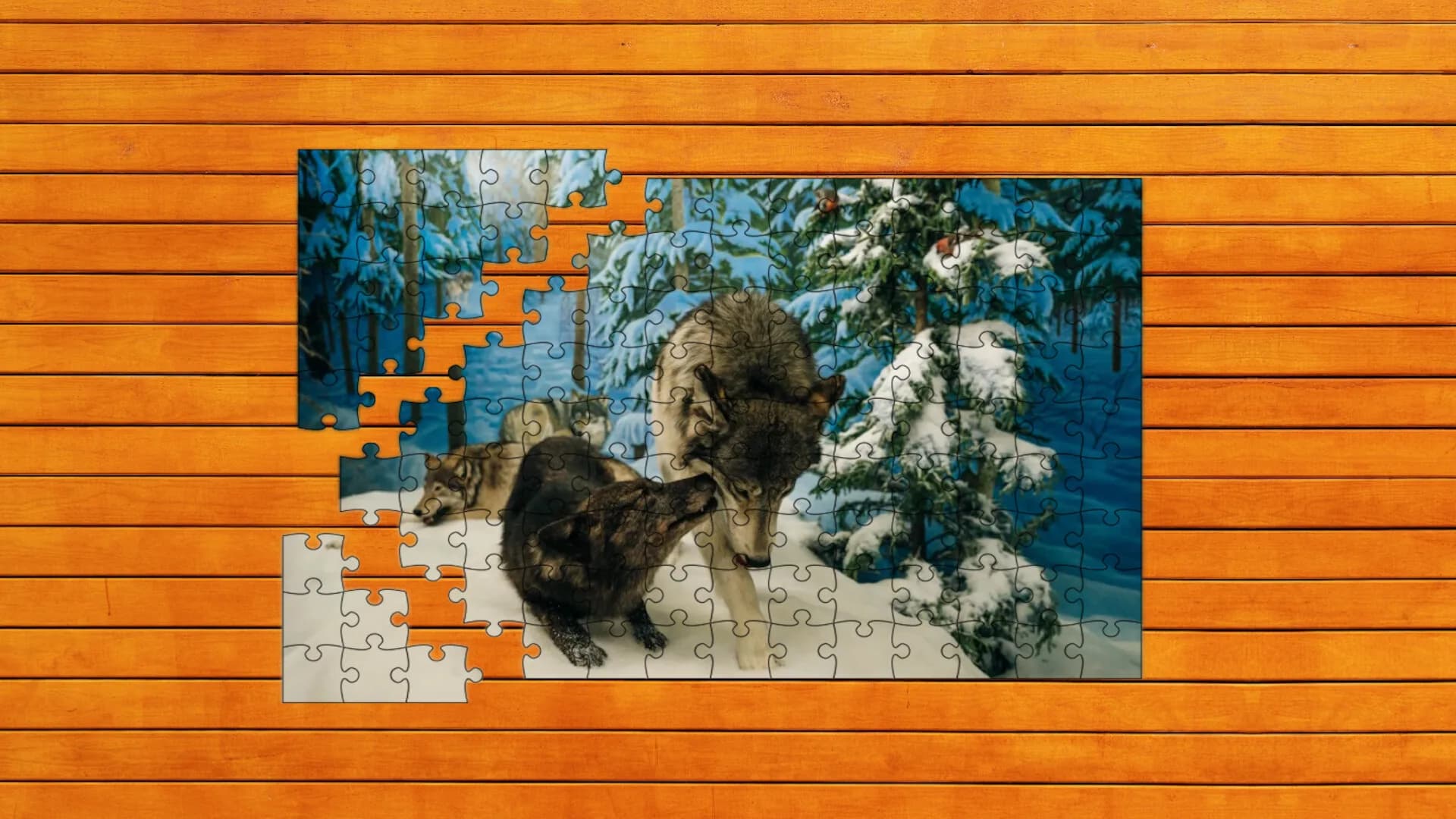 Bear vs. Wolf Jigsaw Puzzle görsel 6