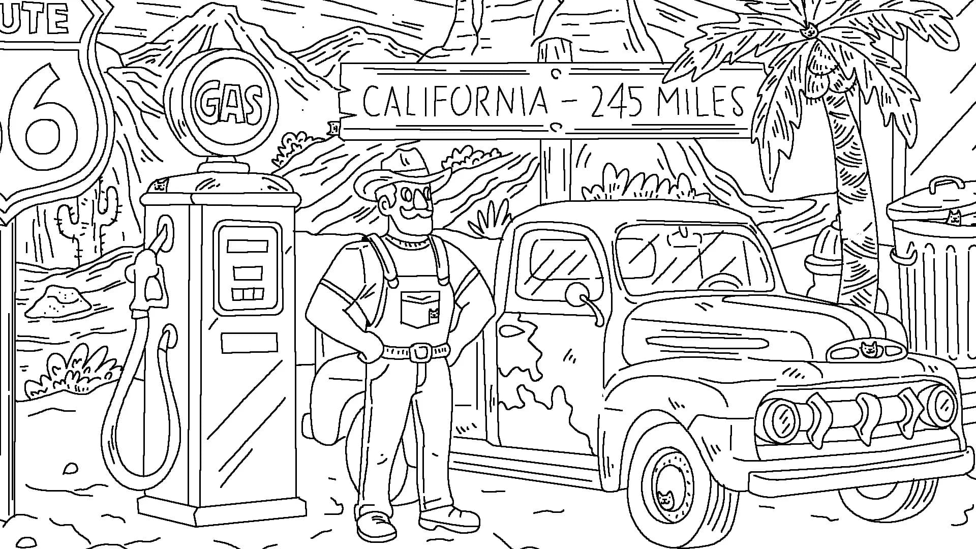 100 Cats Lost In USA Find & Color görsel 8
