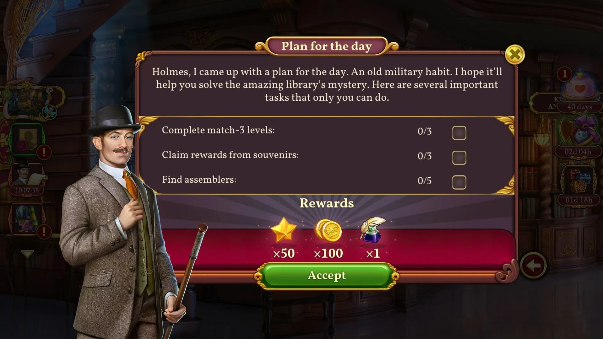 Sherlock: Hidden Object & Match-3 Mystery görsel 7