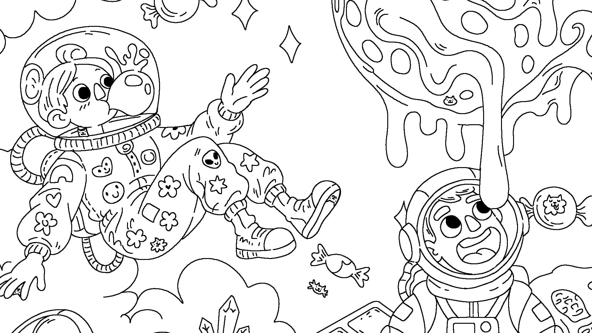 100 Cats Lost In Space Find & Color görsel 2