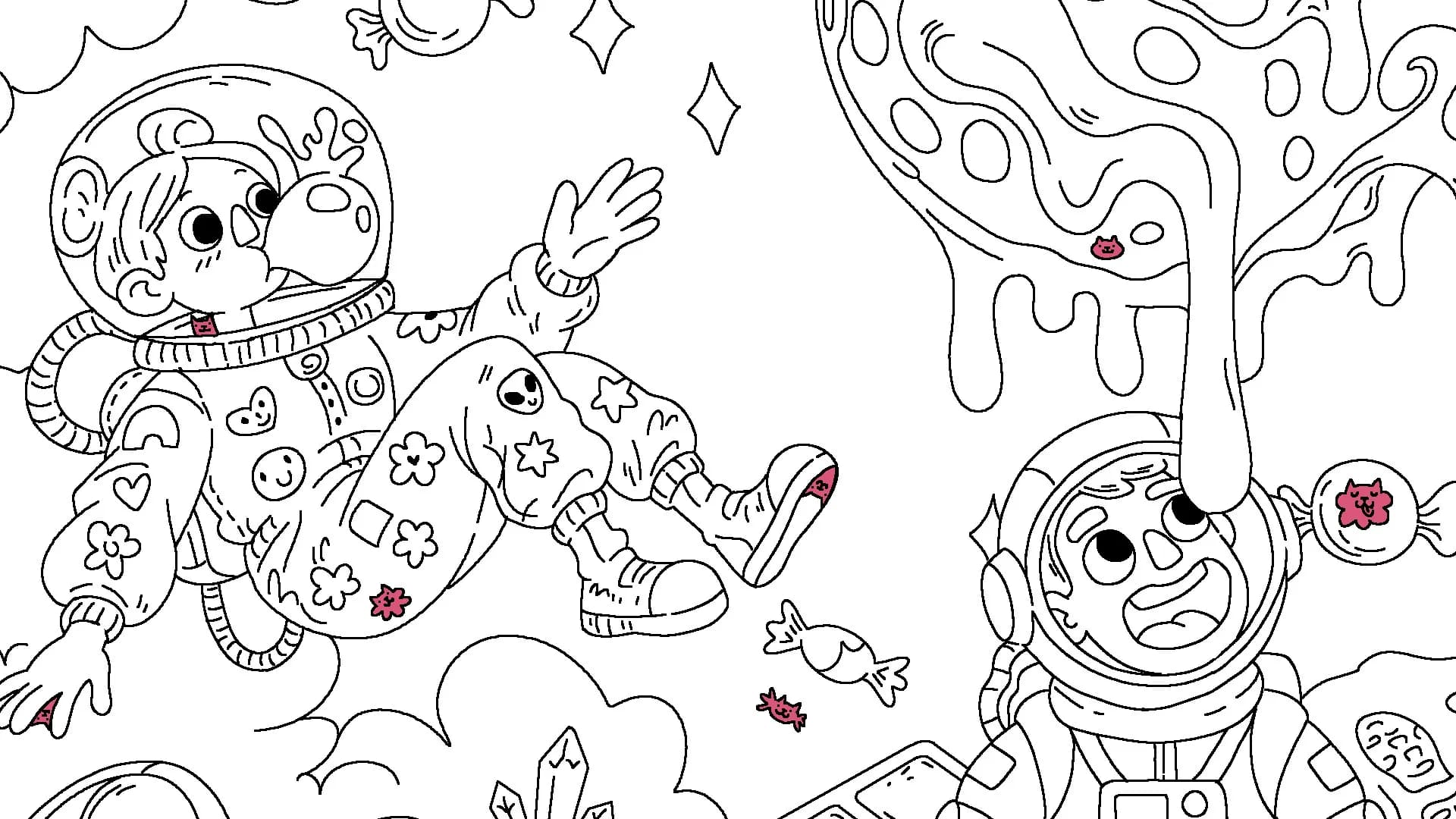 100 Cats Lost In Space Find & Color görsel 3