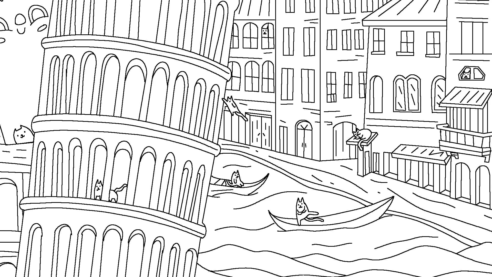 100 Cats Lost in Italy Find & Color görsel 5