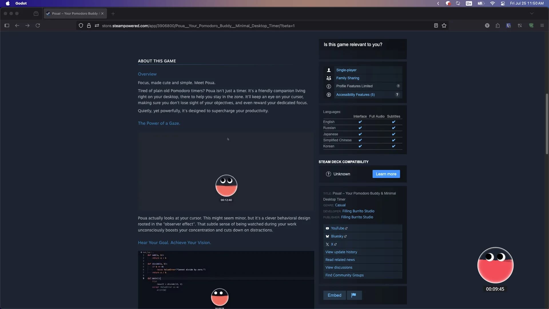 Poua! – Your Pomodoro Buddy & Minimal Desktop Timer görsel 7