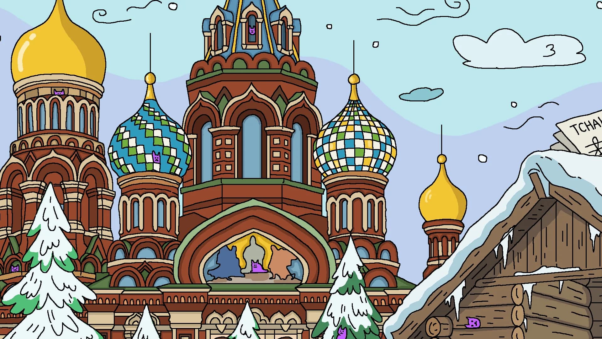  100 Cats Lost in Russia Find & Color görsel 6