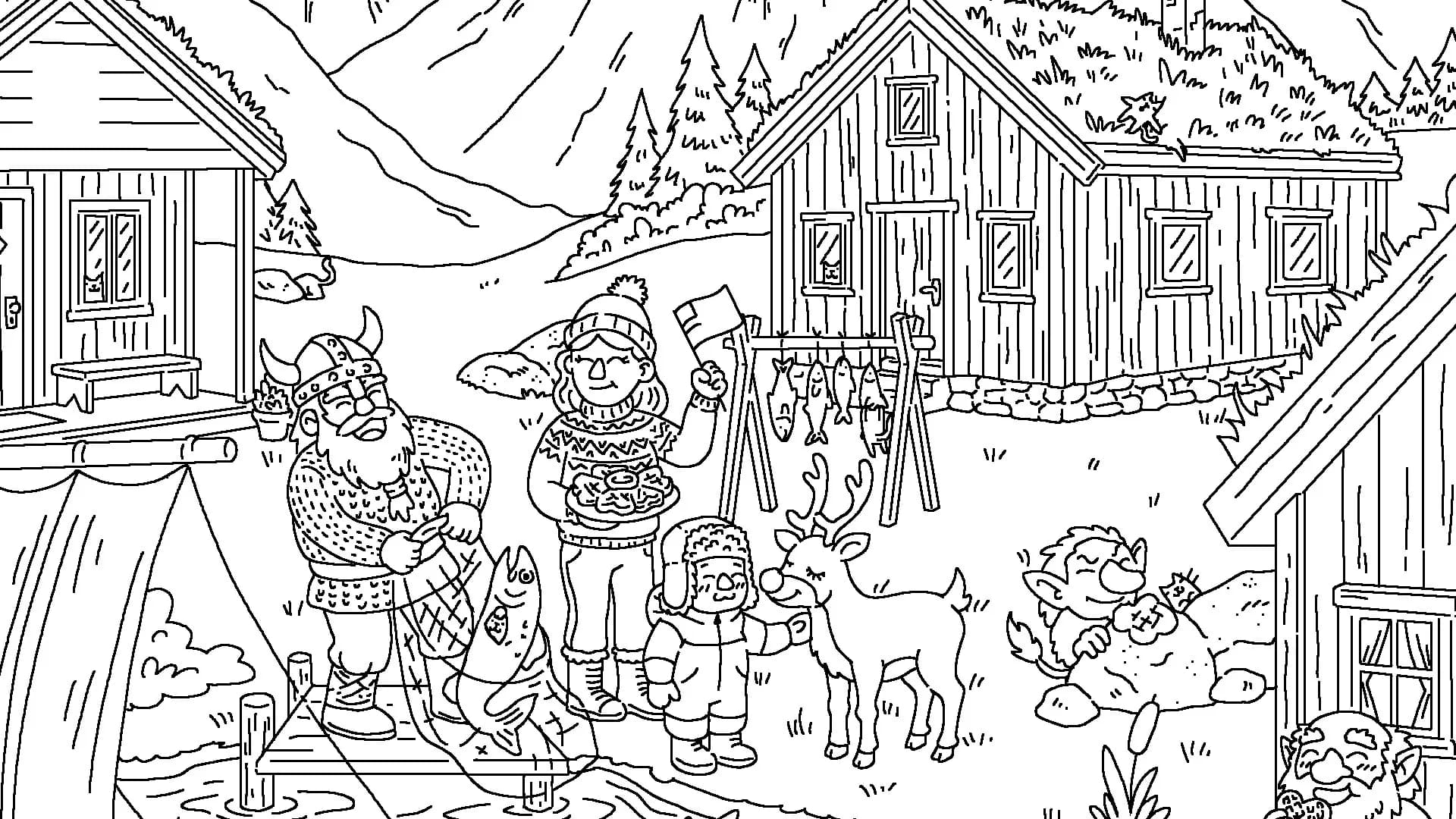 100 Cats Lost in Norway Find & Color görsel 5
