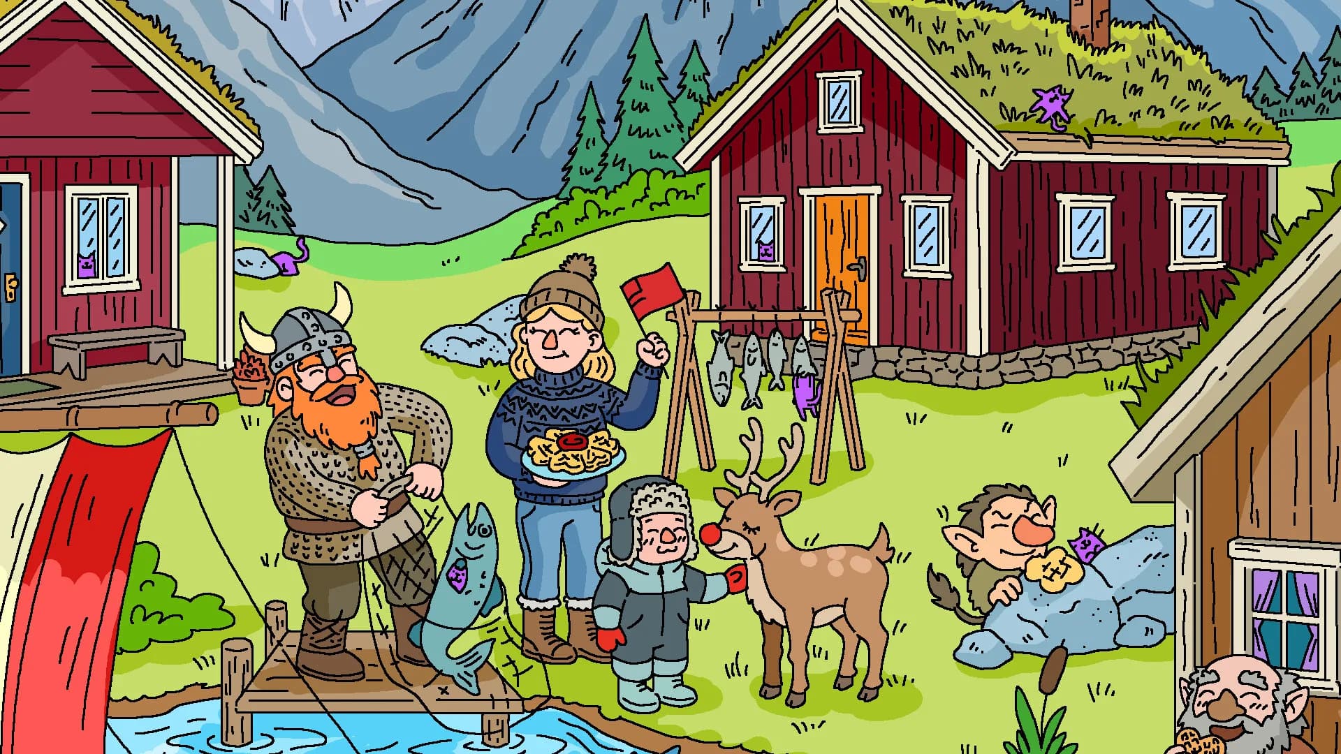 100 Cats Lost in Norway Find & Color görsel 6