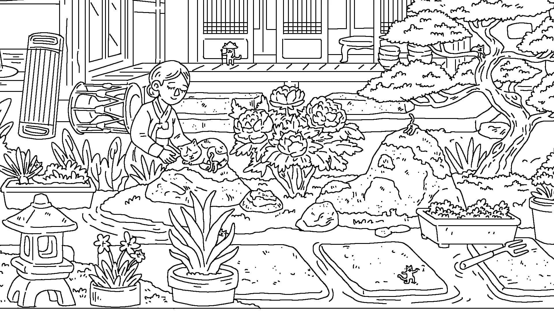 100 Cats Lost in South Korea Find & Color görsel 2