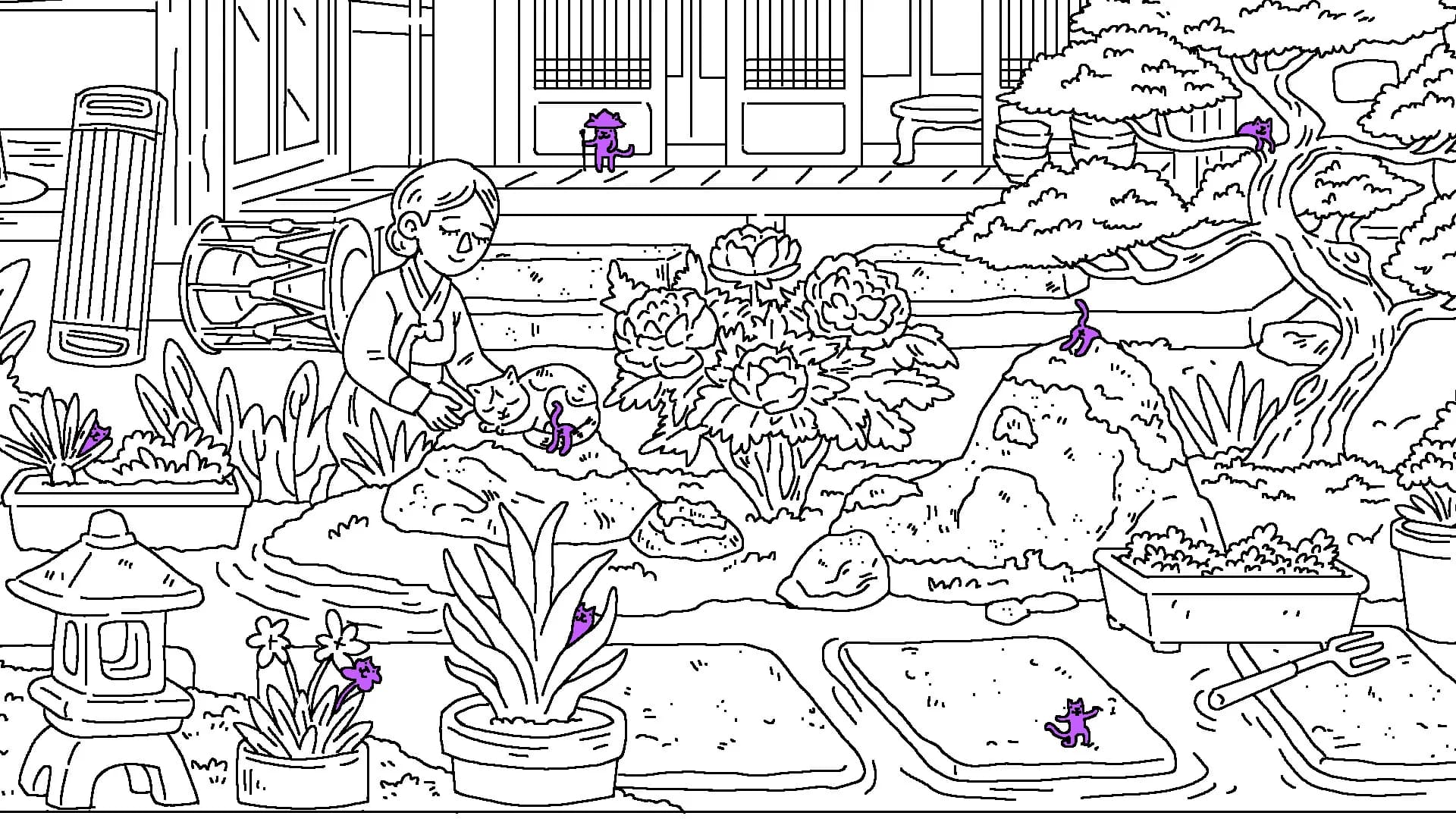 100 Cats Lost in South Korea Find & Color görsel 3