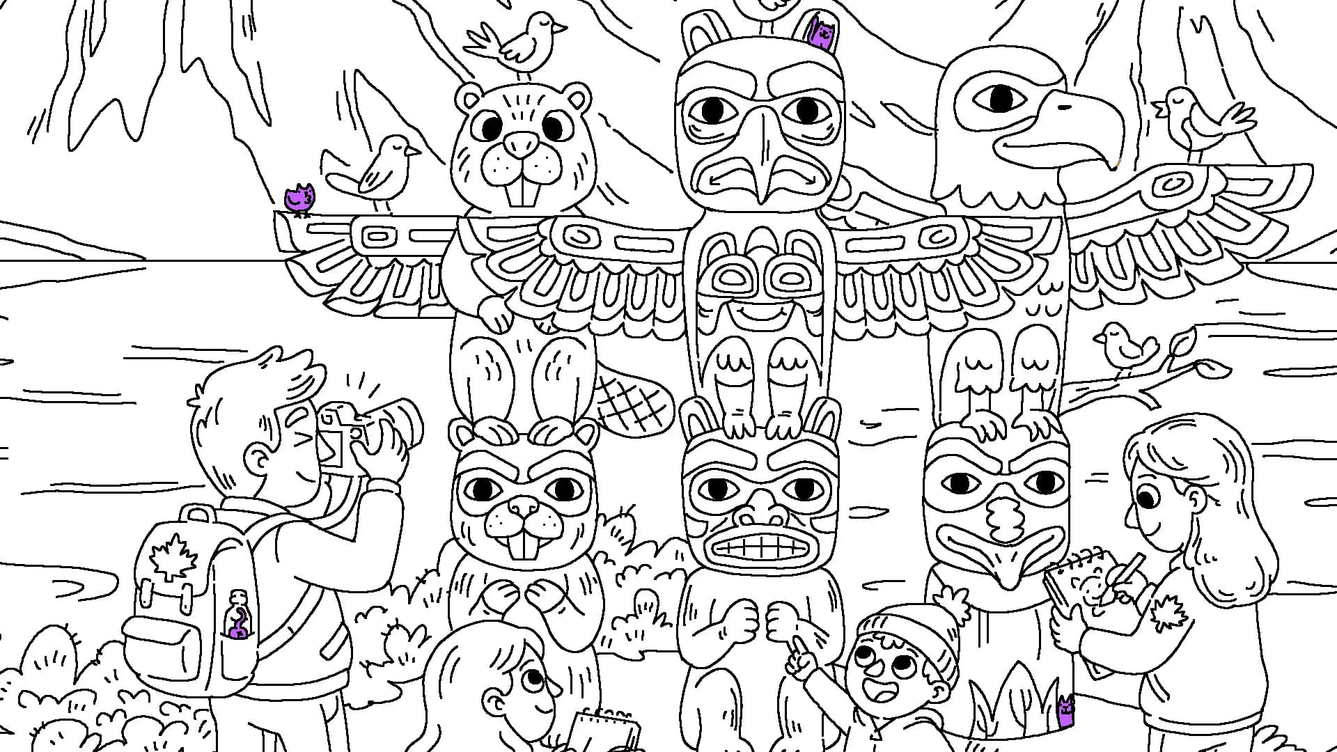 100 Cats Lost in Canada 2 Find & Color görsel 3