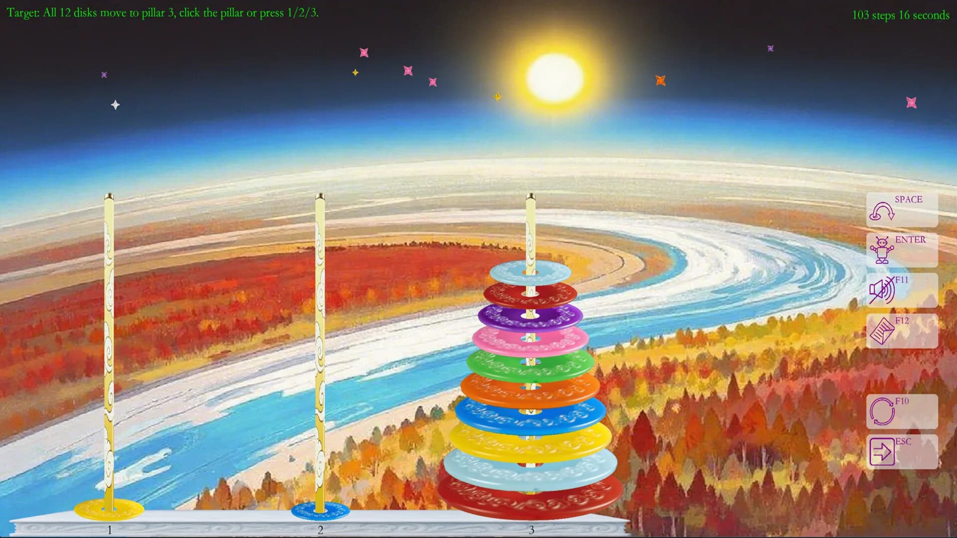 Colorful Tower of Hanoi görsel 3