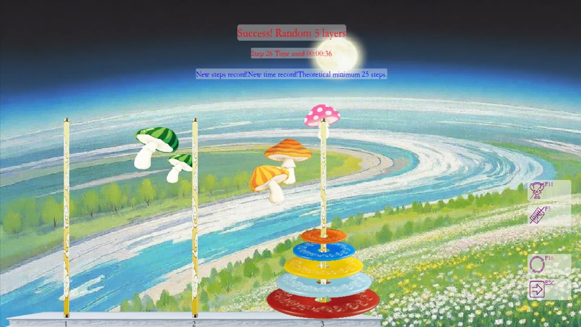 Colorful Tower of Hanoi görsel 4