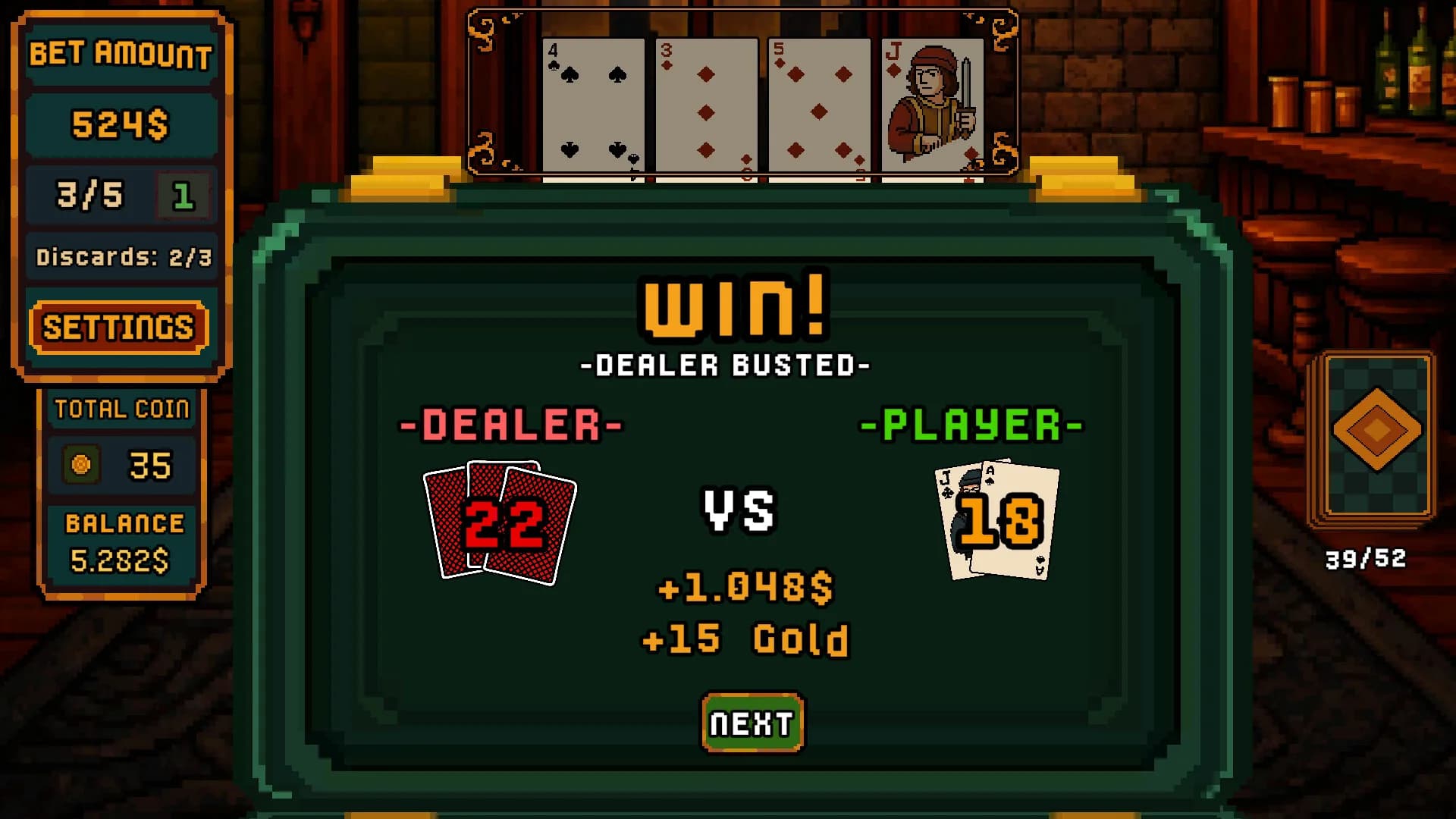 Dealer Bust! | Roguelike BlackJack görsel 3