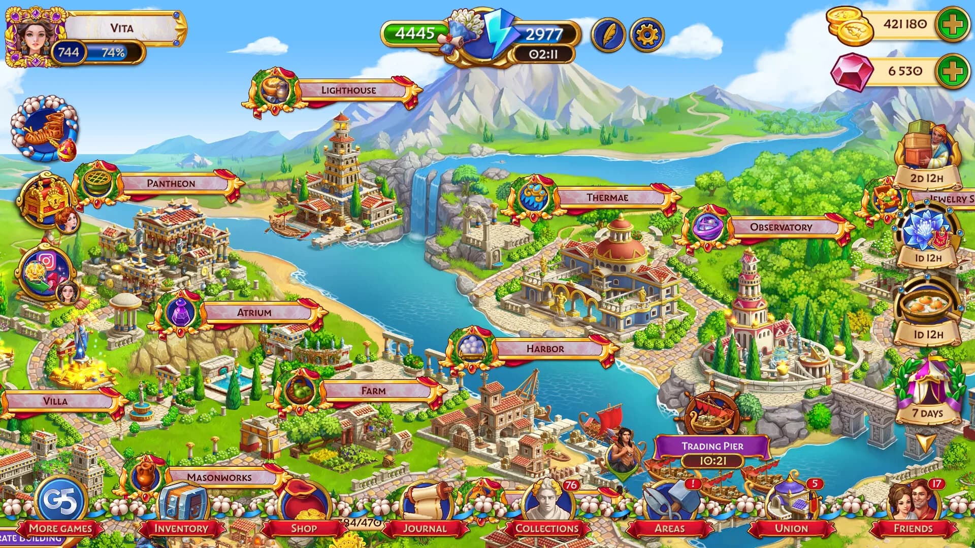 Jewels of Rome: Match-3 Game and City Builder görsel 2