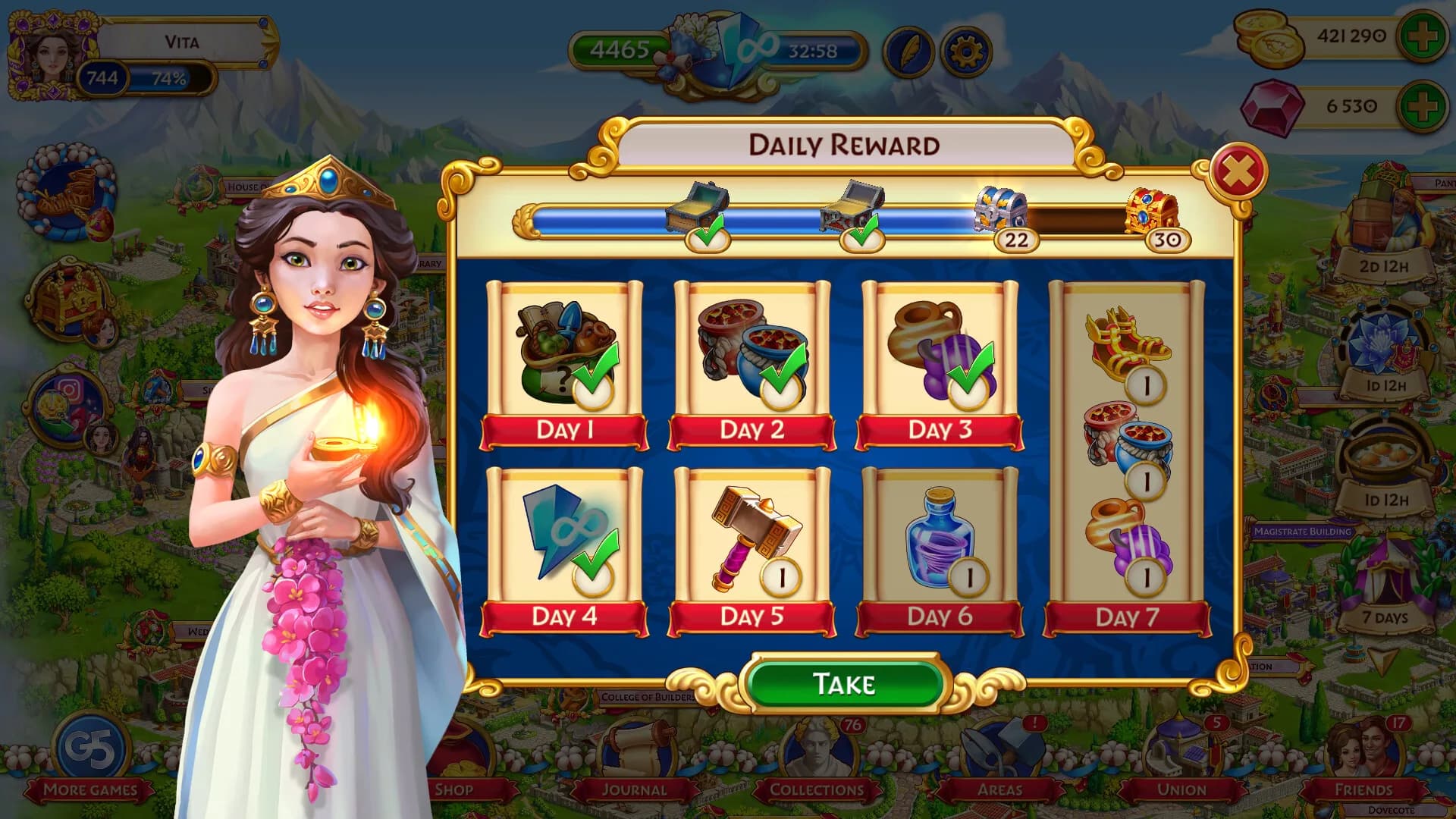 Jewels of Rome: Match-3 Game and City Builder görsel 7