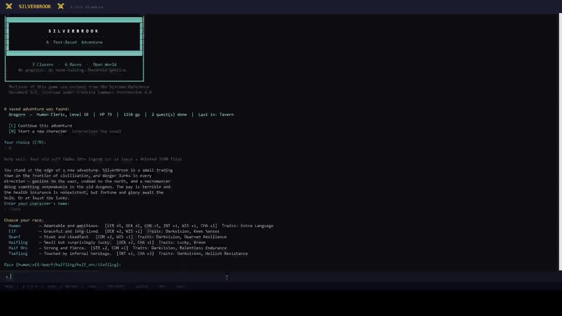 Silverbrook: a Text-Based RPG görsel 2