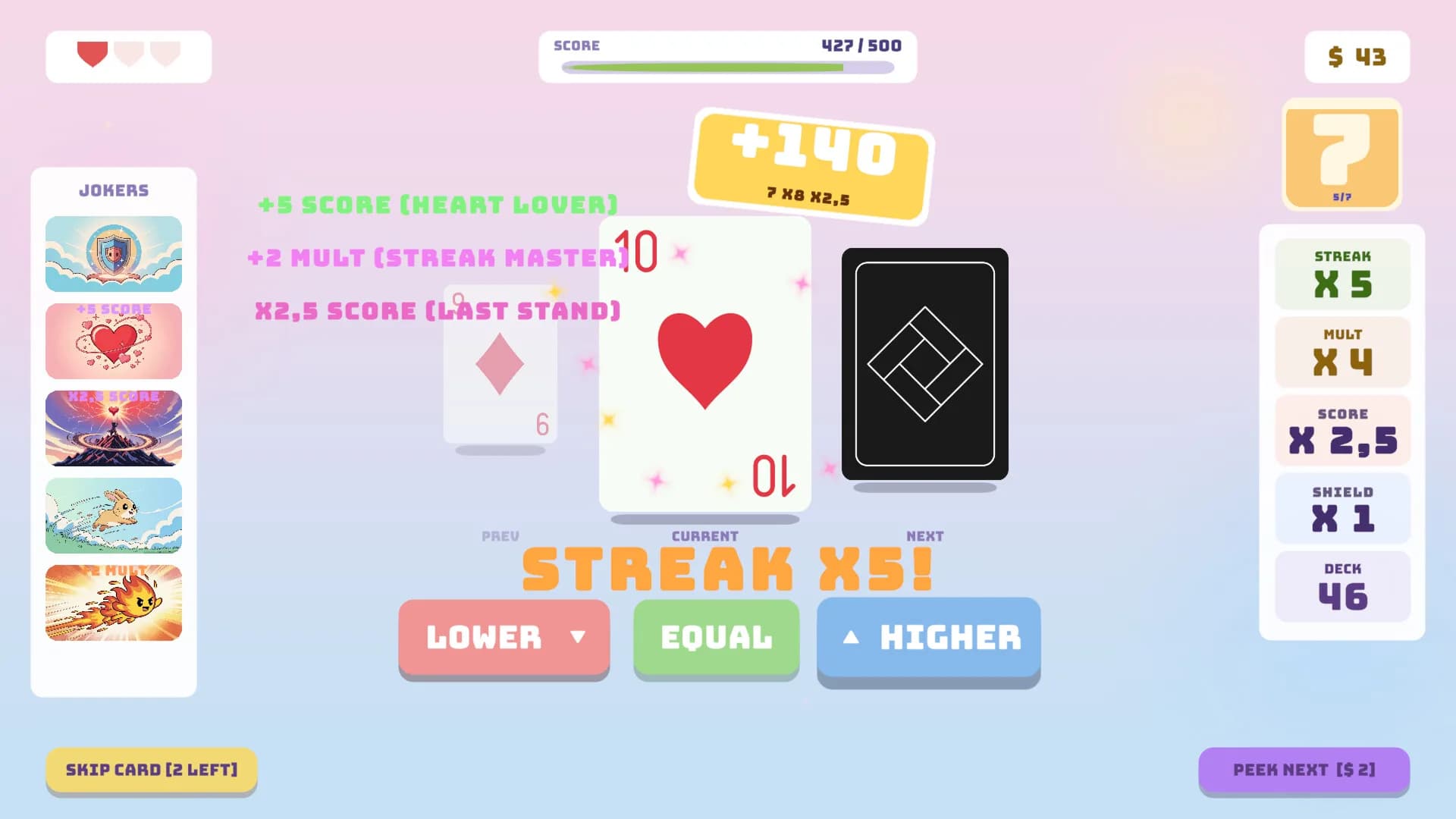 Hi-Lo: Card Roguelike görsel 2