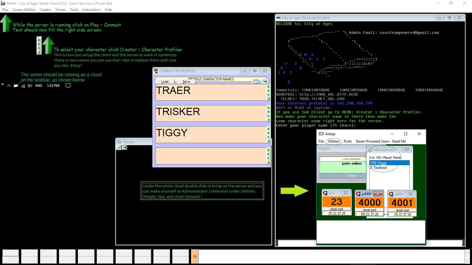 City of Ages: Picture Supportive Text MUD (server and client included) görsel 2