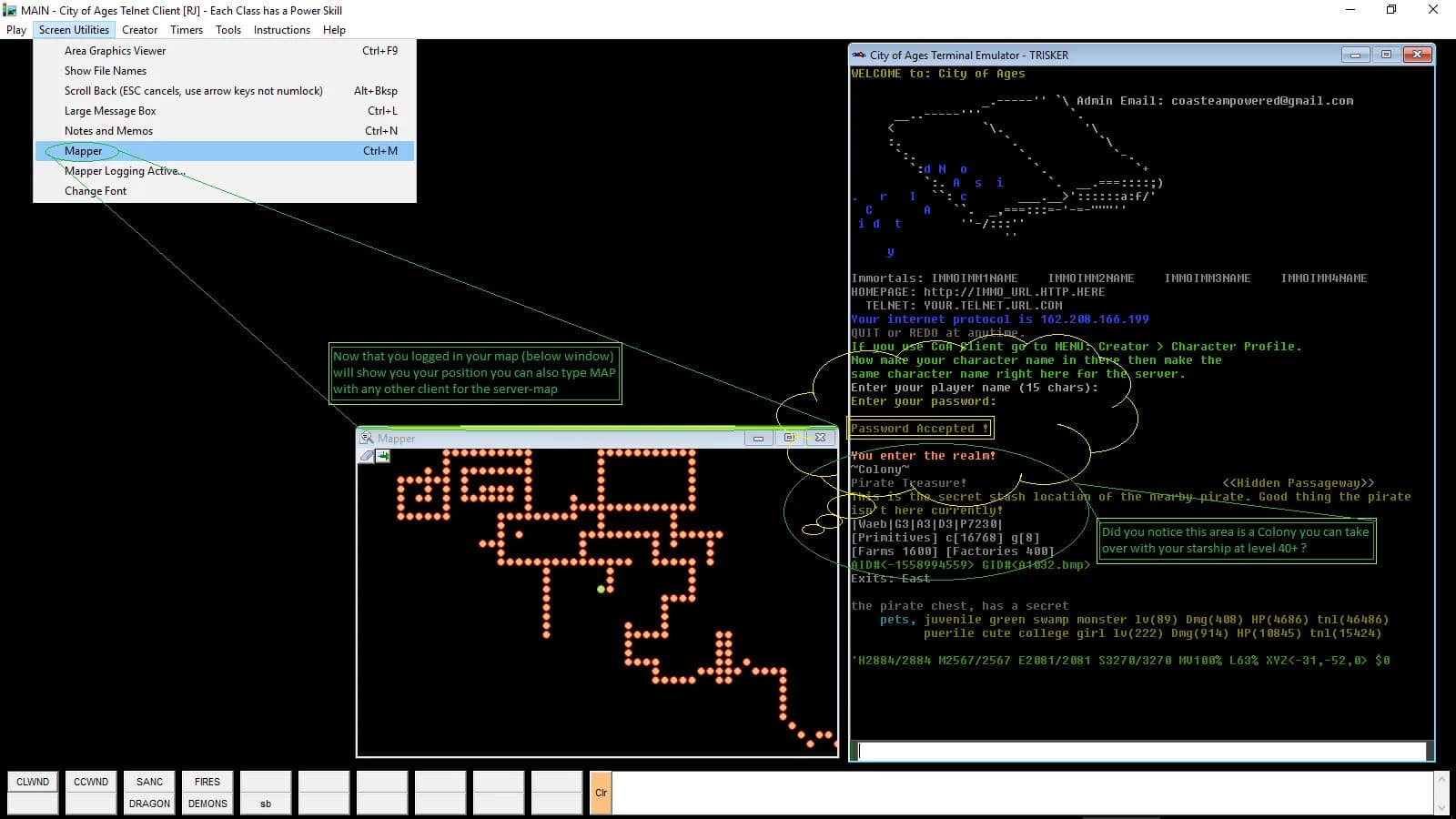 City of Ages: Picture Supportive Text MUD (server and client included) görsel 4