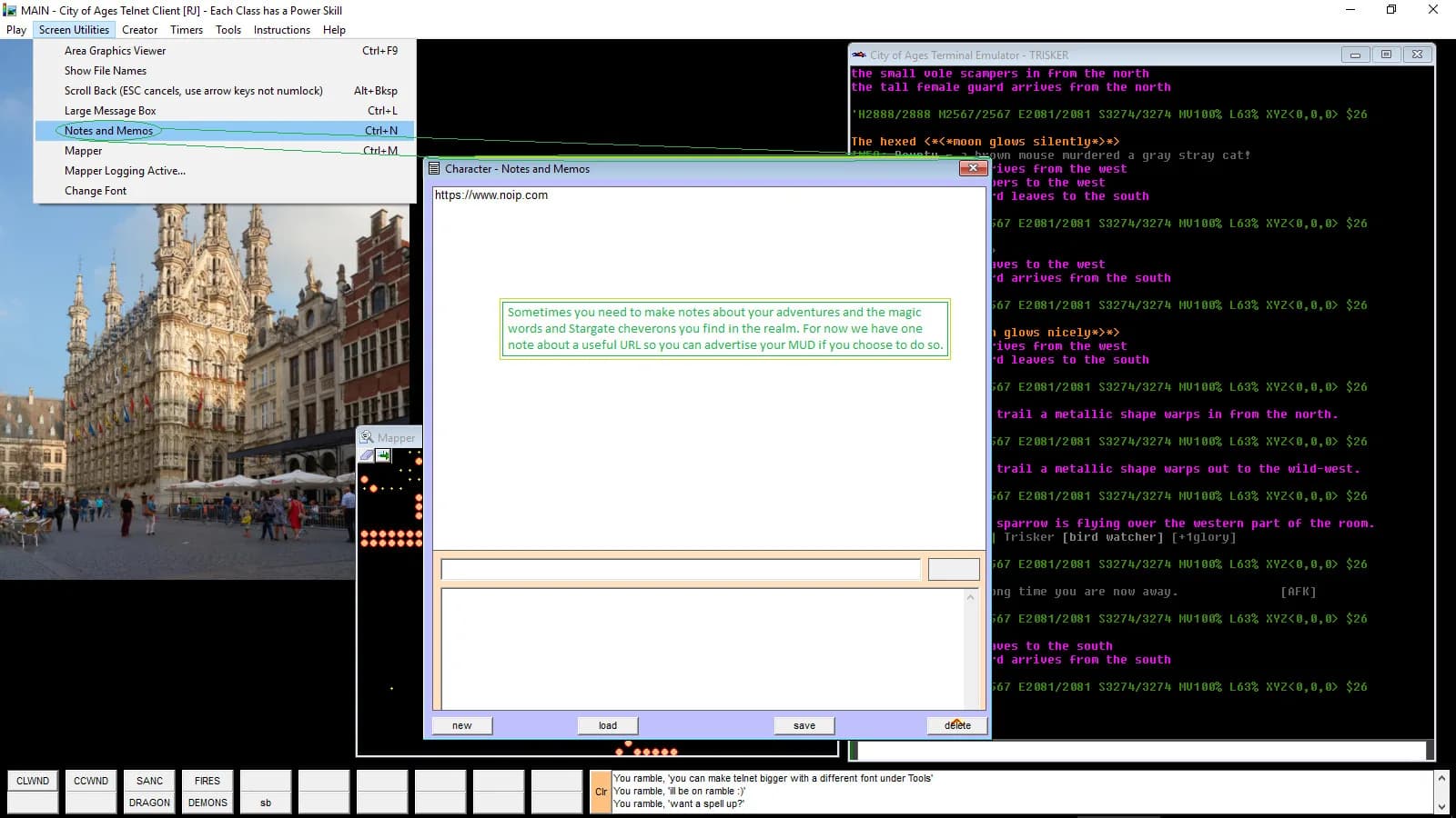 City of Ages: Picture Supportive Text MUD (server and client included) görsel 7