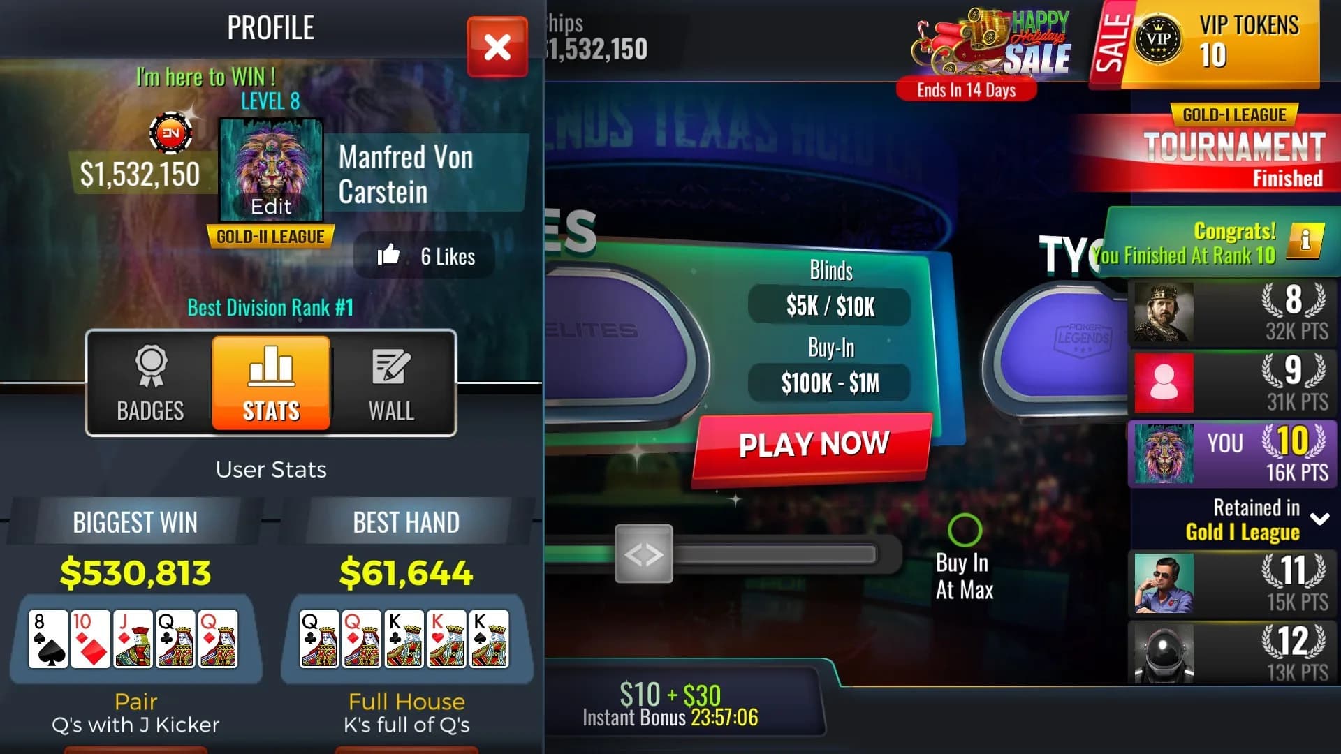 Poker Legends: Texas Hold'em Poker Tournaments görsel 15