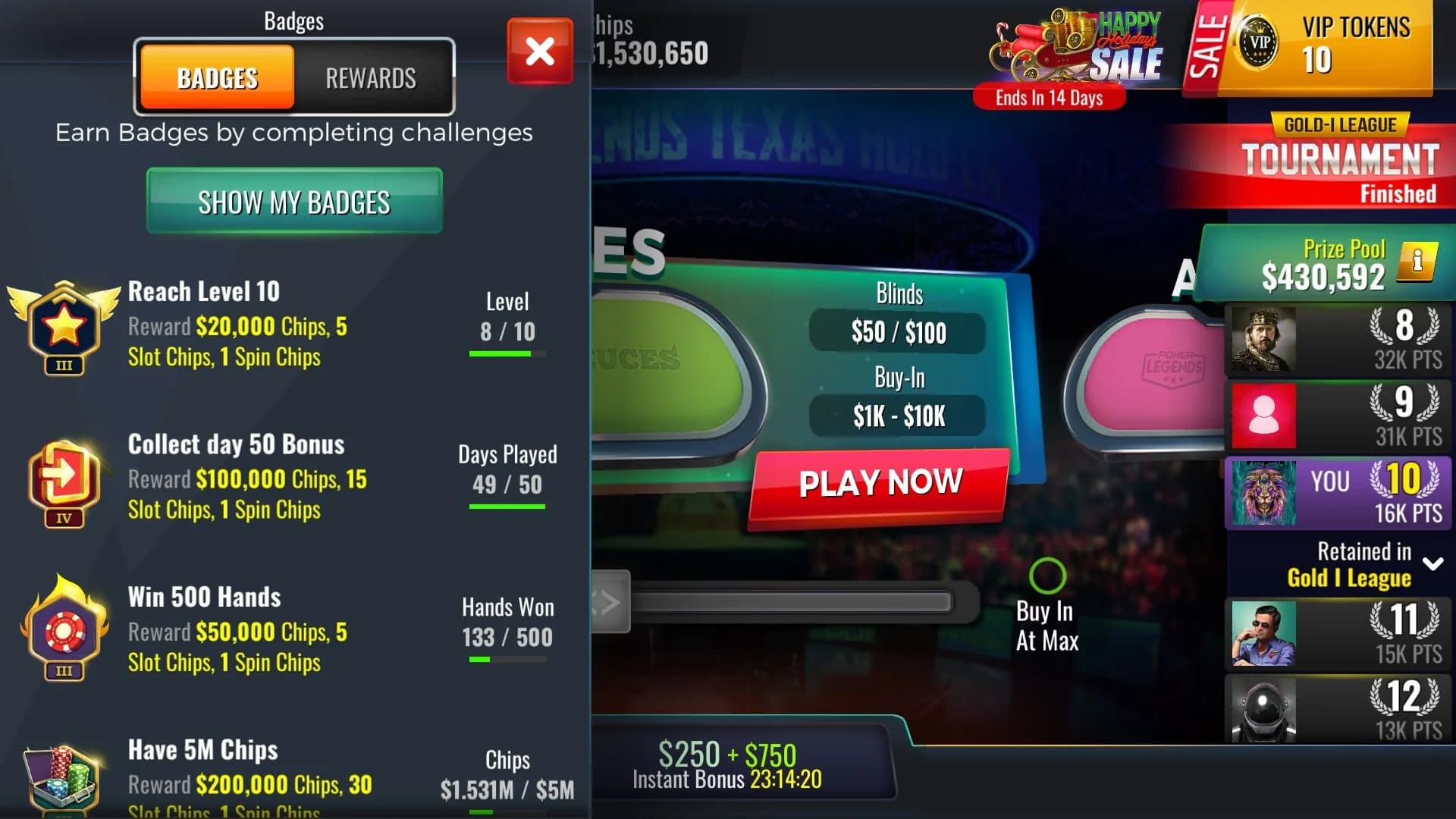 Poker Legends: Texas Hold'em Poker Tournaments görsel 17